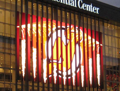 Jersey Devils lighting display at The Prudential Center.